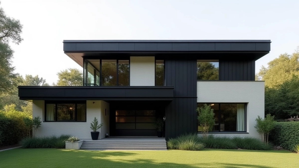 Czarny dach białe okna jaka elewacja