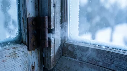 Docisk okna od strony zawiasów