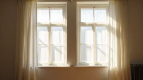 Dwa okna w salonie jakie firany