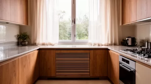 Zabudowa grzejnika w kuchni pod oknem